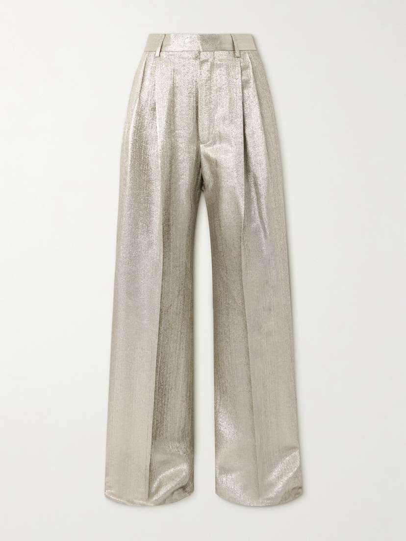 Dries Van Noten Pleated Lamé Wide-leg Pants