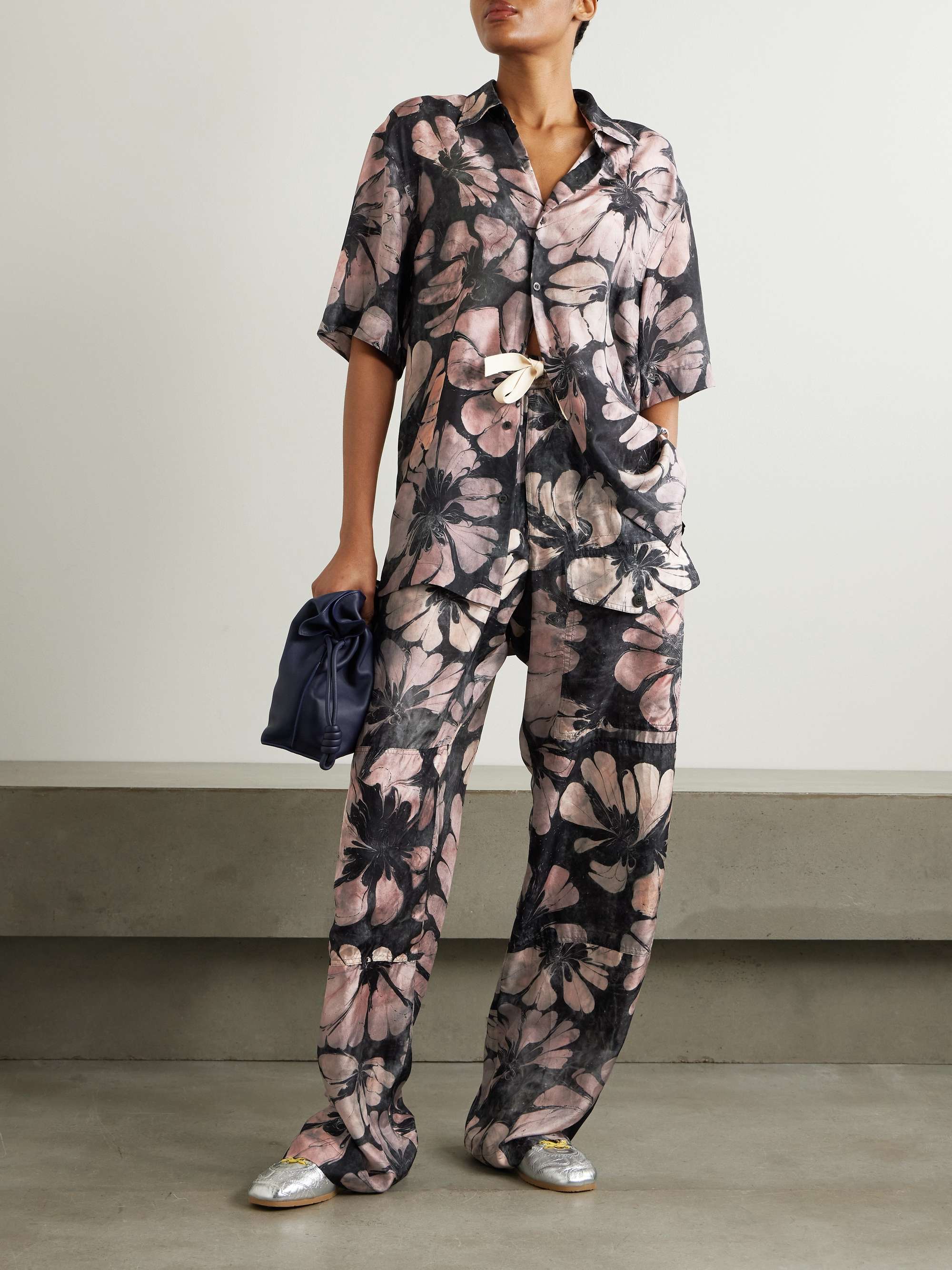 【激安大特価！】 VAN DRIES NOTEN NET | フローラルプリント シャツ シルクボイル パンツ