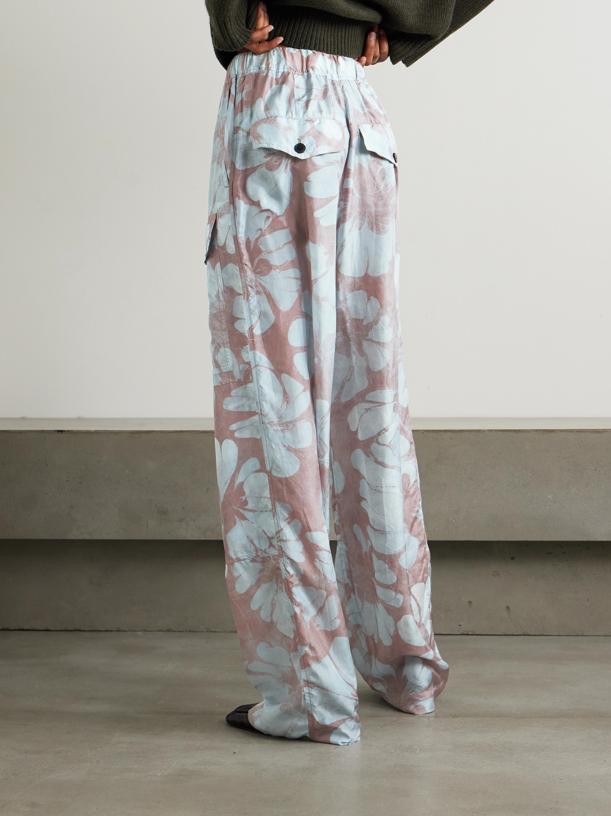 Dries Van Noten - Grosgrain-trimmed floral-print silk-voile wide