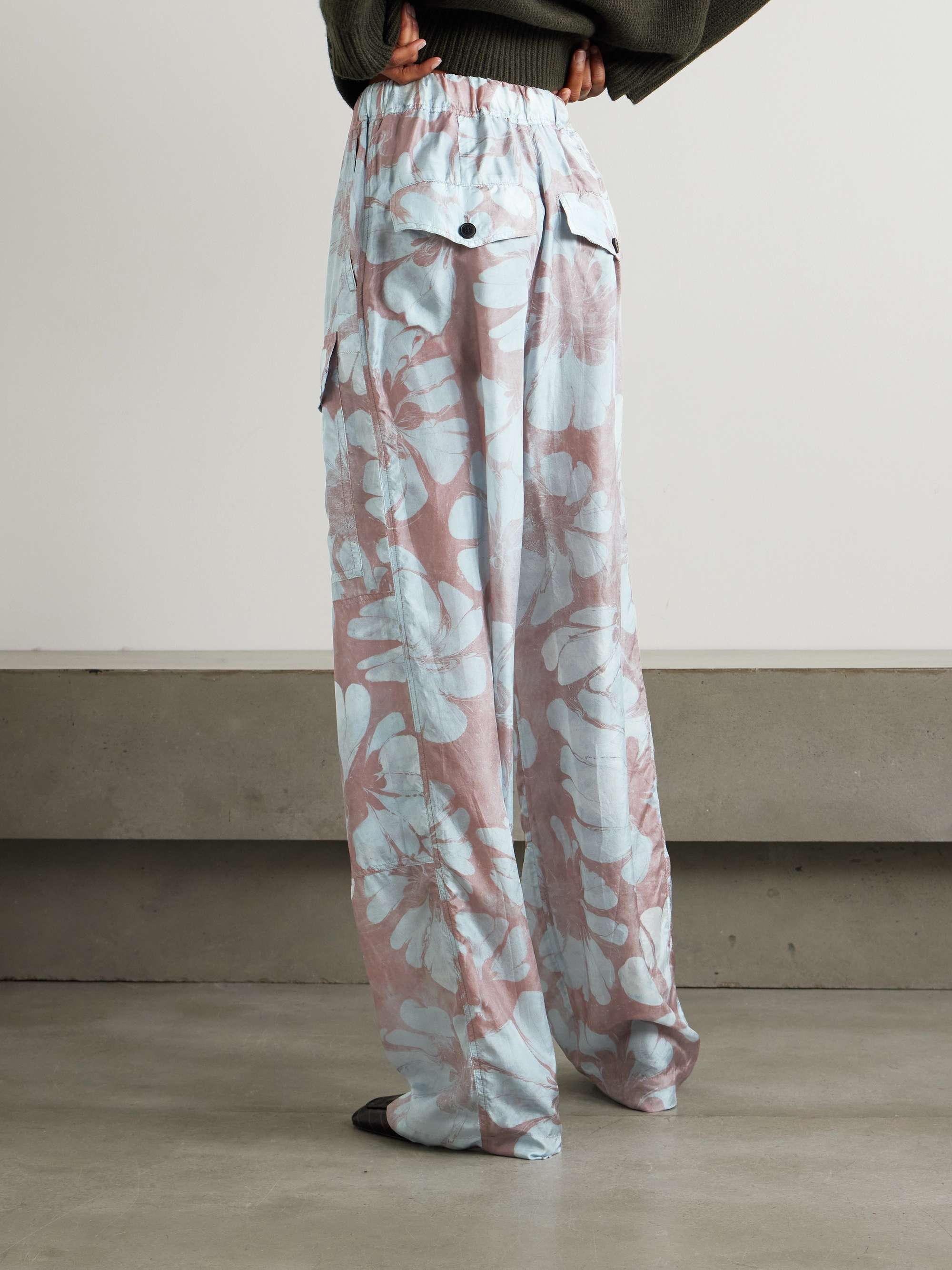 DRIES VAN NOTEN Grosgrain-trimmed floral-print silk-voile DRIES VAN NOTEN Grosgrain-trimmed floral-print silk-voile