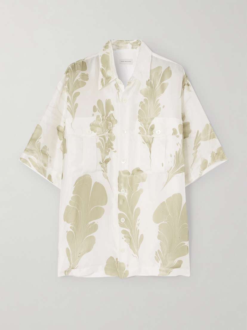 Dries Van Noten Printed ilk-satin hirt