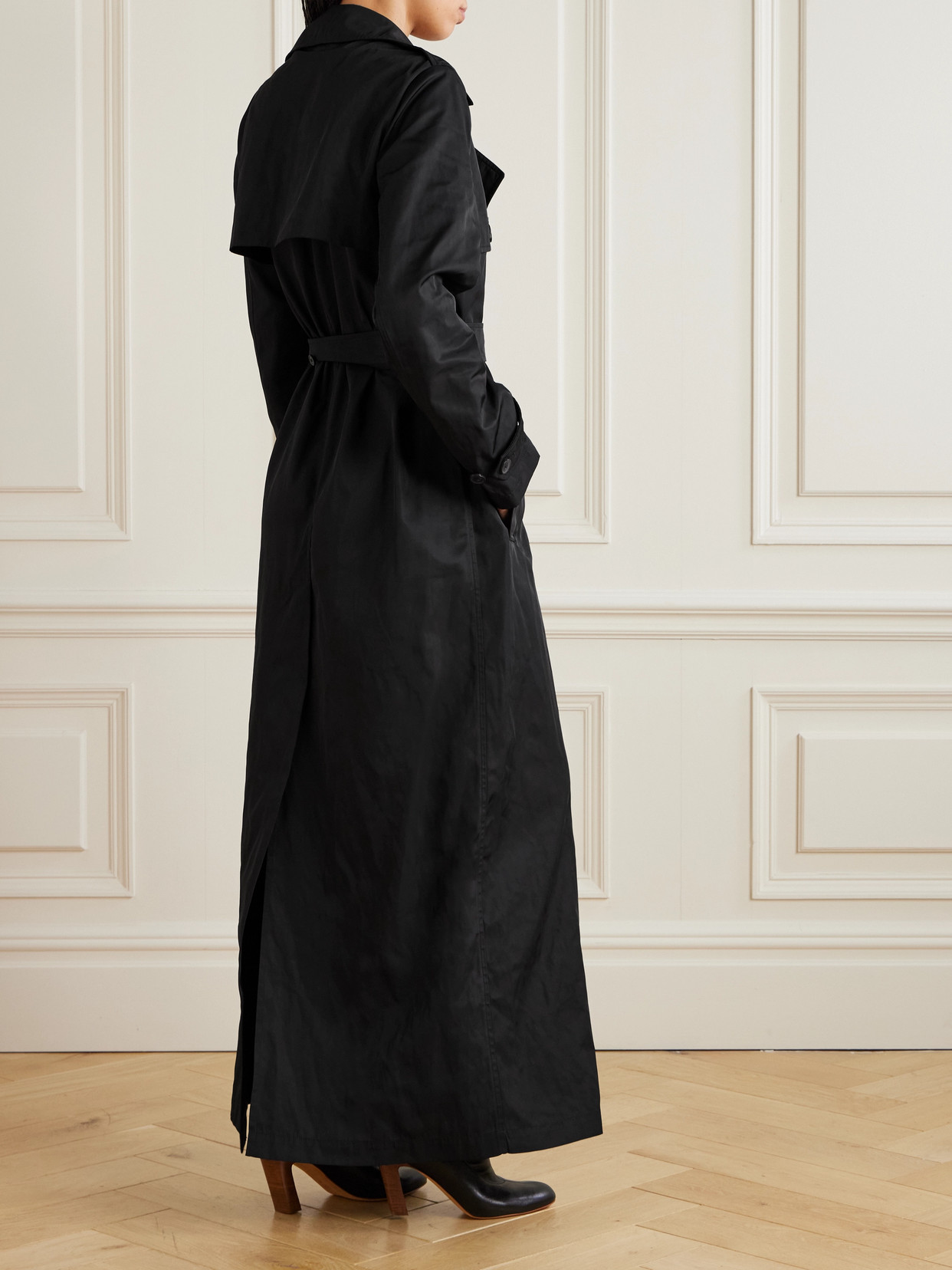 Shop Dries Van Noten Double-breasted Twill Trench Coat In Black