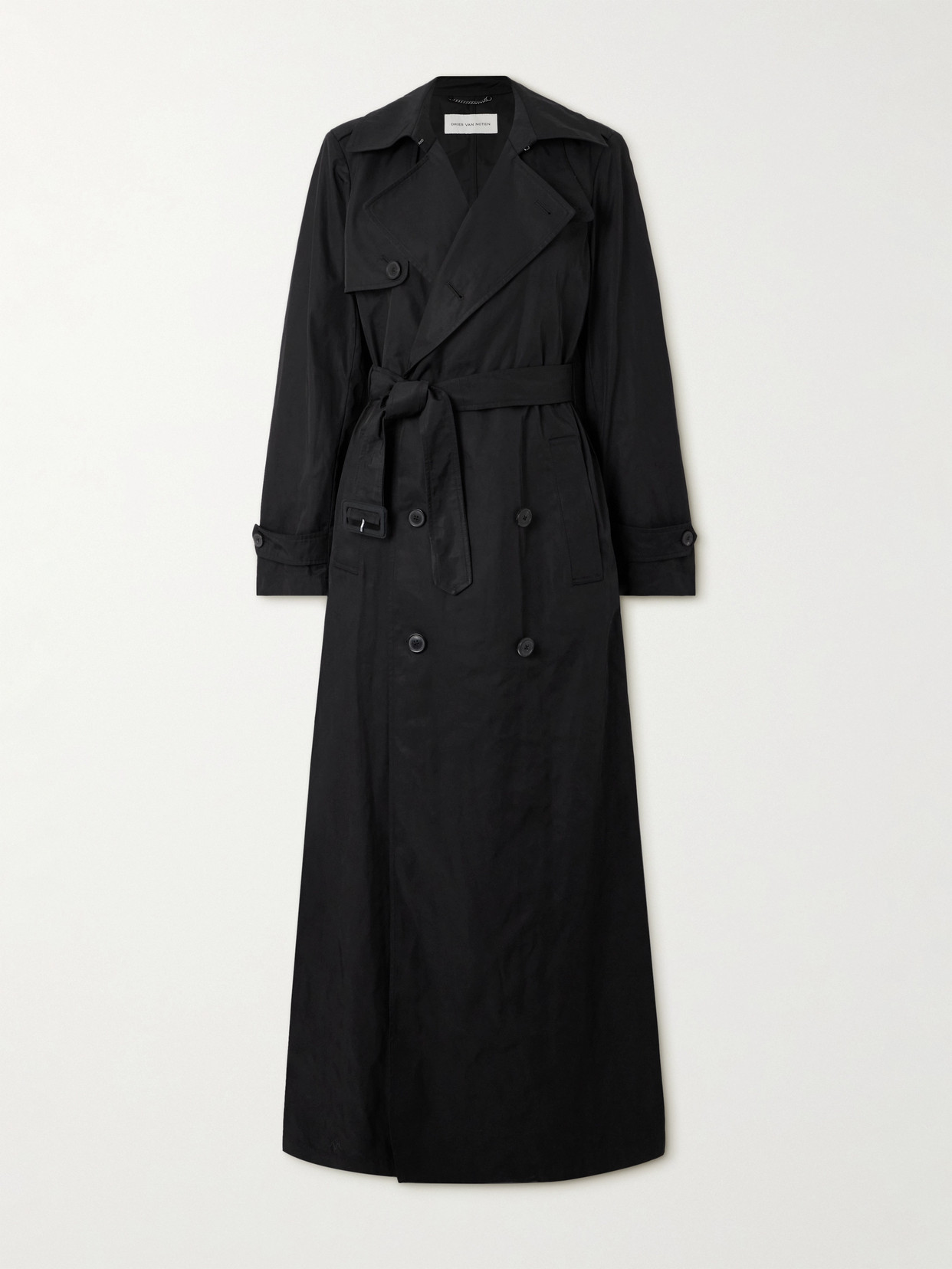 Shop Dries Van Noten Double-breasted Twill Trench Coat In Black
