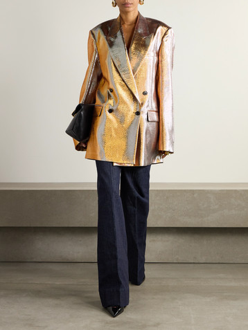 Dries Van Noten Oversized double-breasted lamé blazer