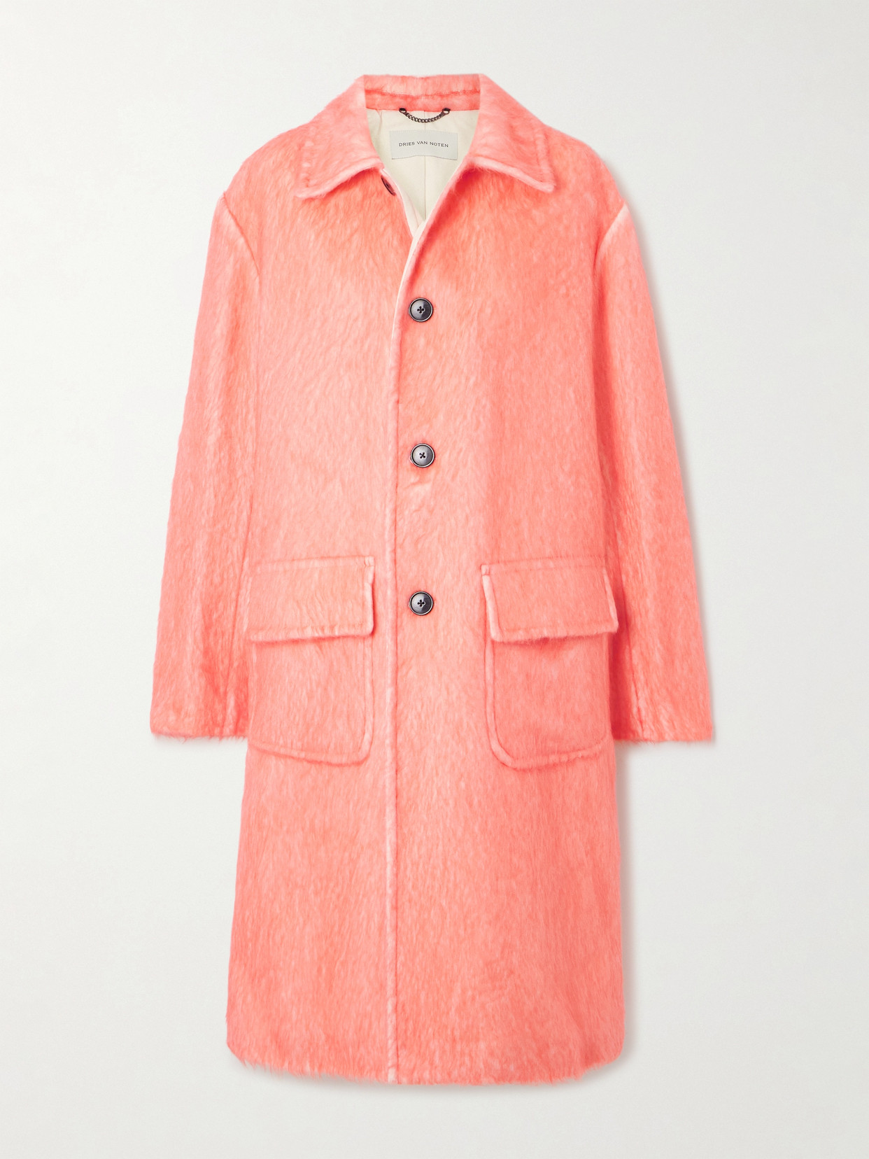 Dries Van Noten Brushed Alpaca, Cotton And Wool-blend Coat In Pink