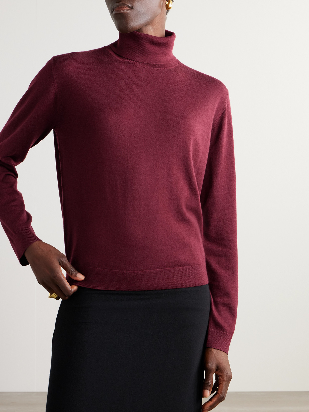 Leset James Wool Turtleneck Sweater In Burgundy
