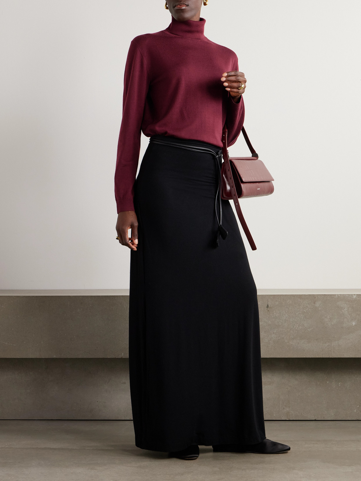 Leset James Wool Turtleneck Sweater In Burgundy