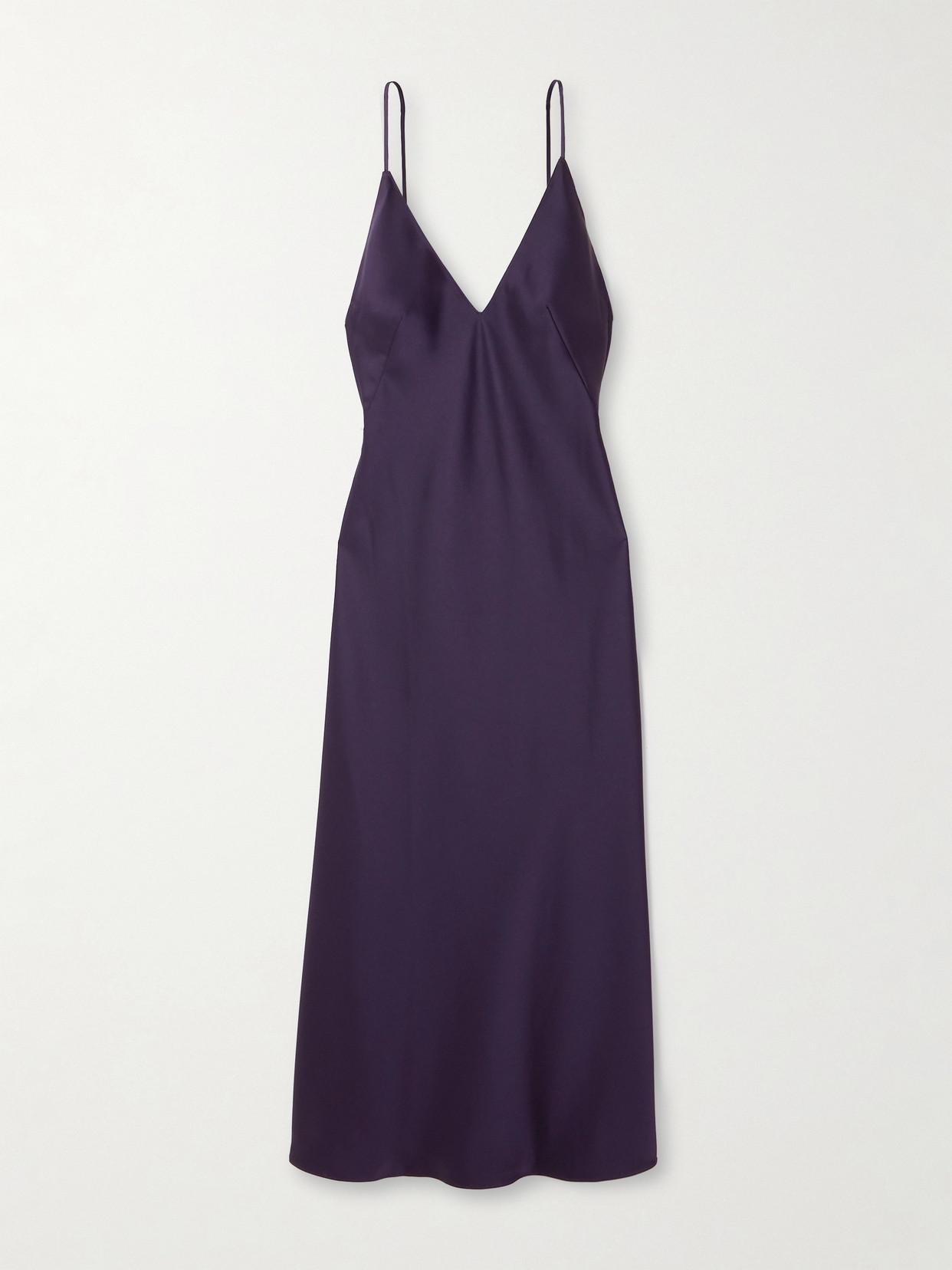 Leset Barb Open-back Washed-satin Midi Dress In Purple