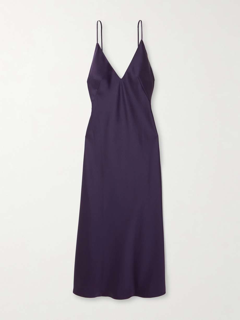 barb open-back washed-satin midi dress