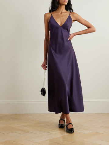 LESET Barb open-back washed-satin midi dress