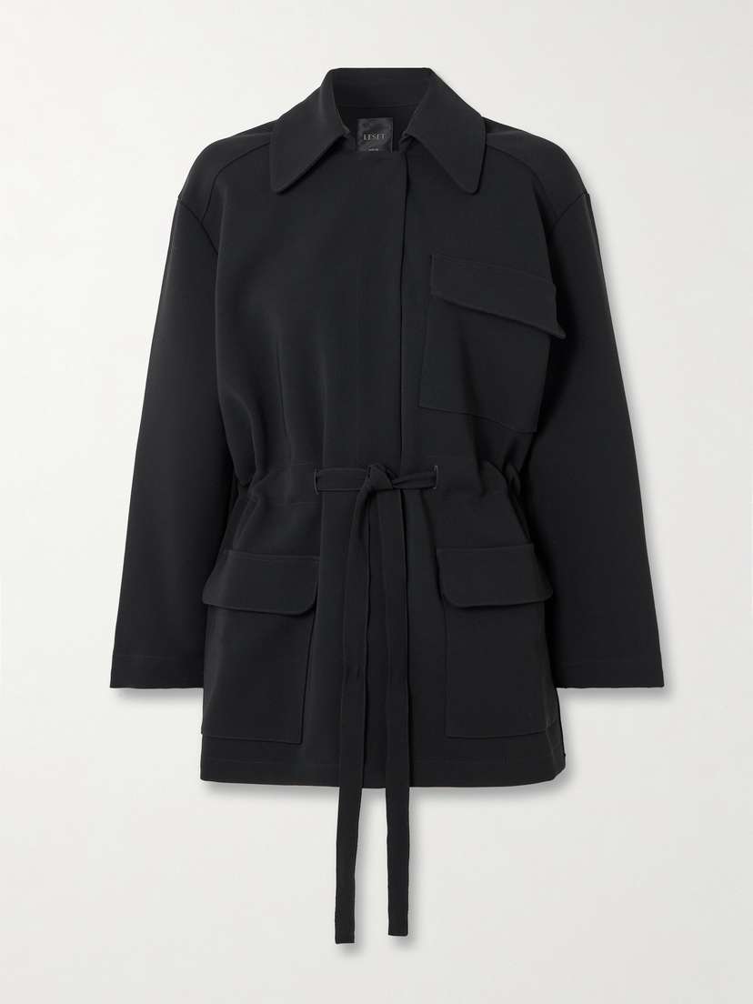 LESET Arielle Belted Crepe Jacket