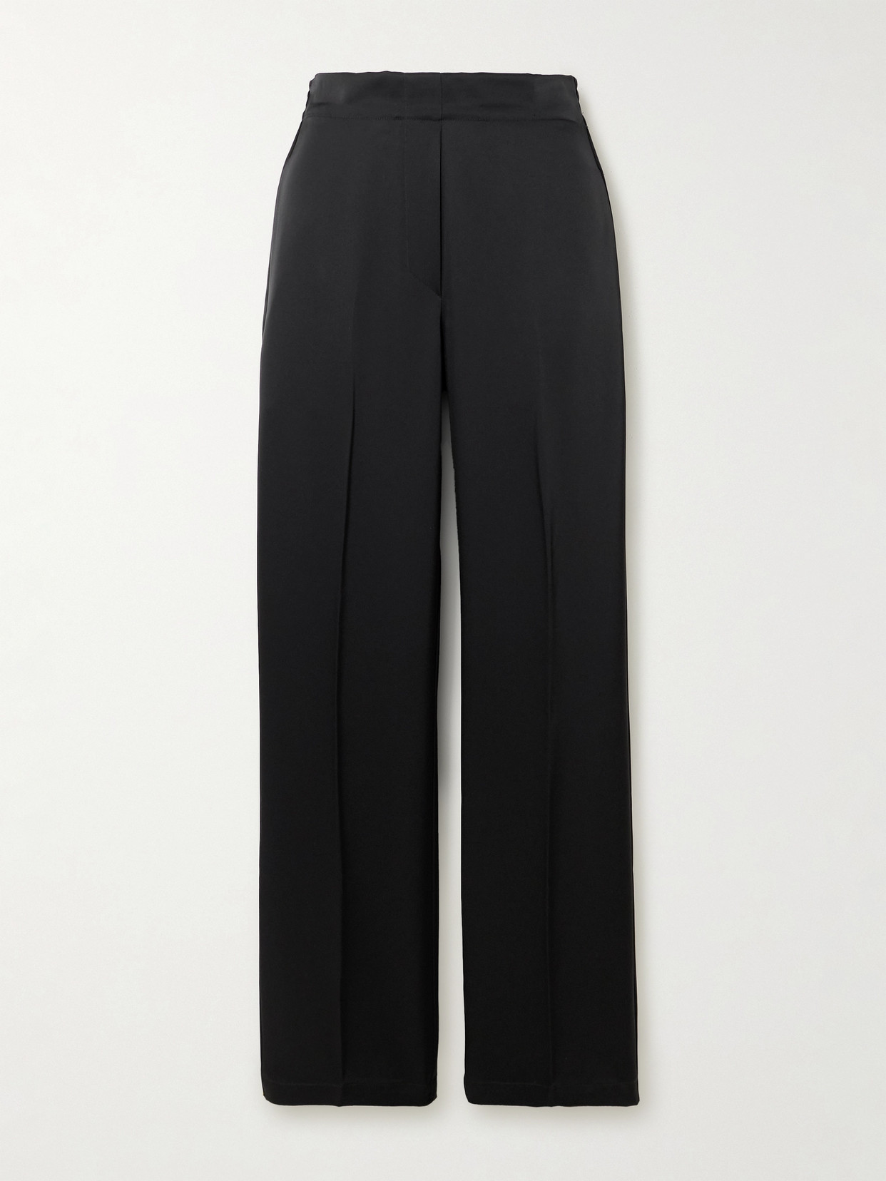 Leset Barb Pleated Satin Wide-leg Trousers In Black