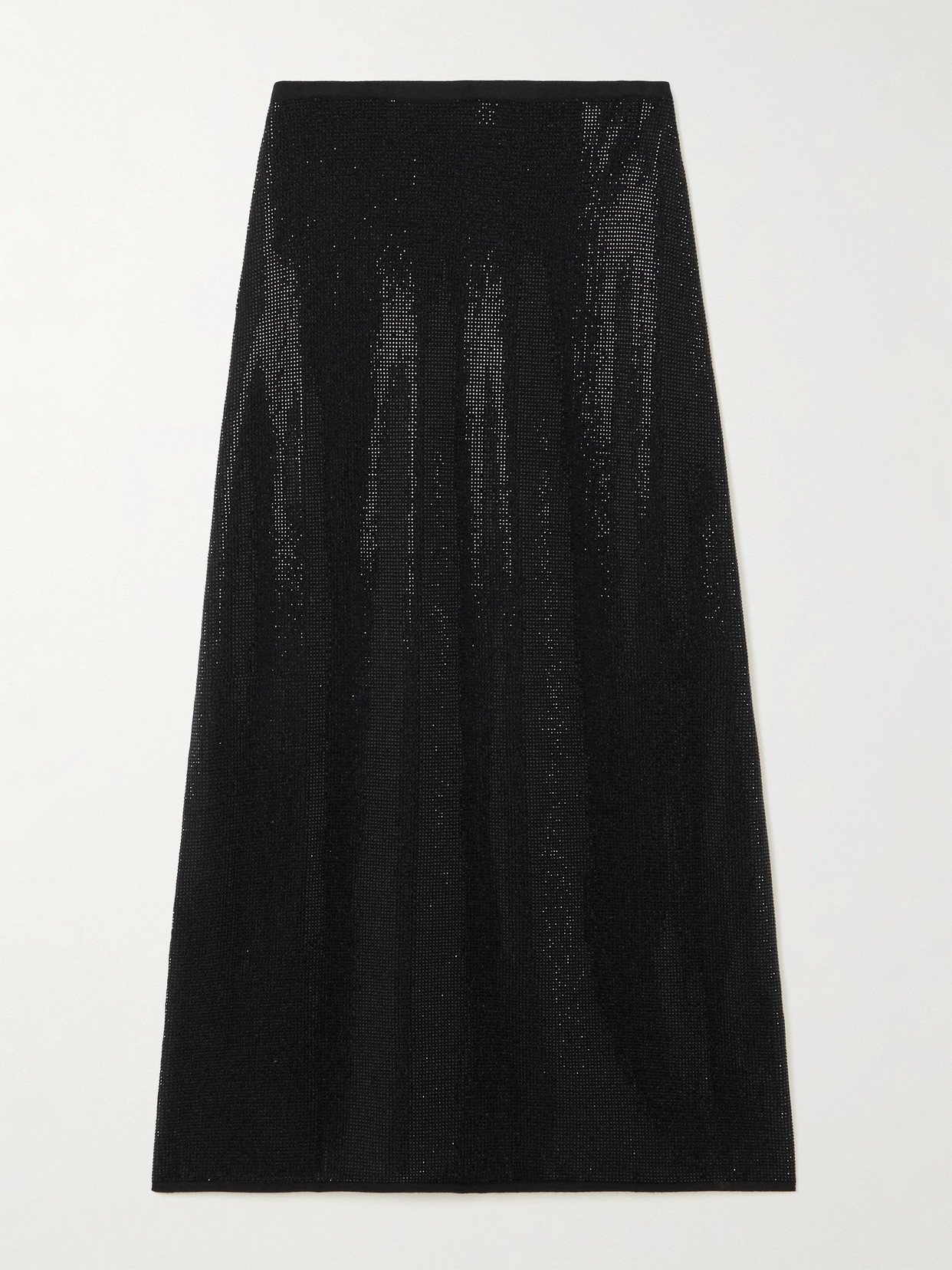 LESET - James Crystal-embellished Merino Wool Midi Skirt - Black