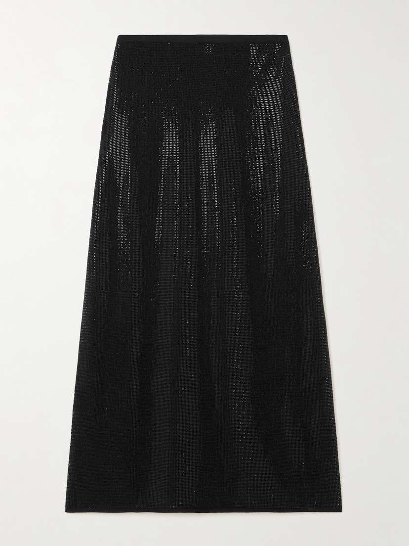 LESET James Crystal-embellished Merino Wool Midi Skirt