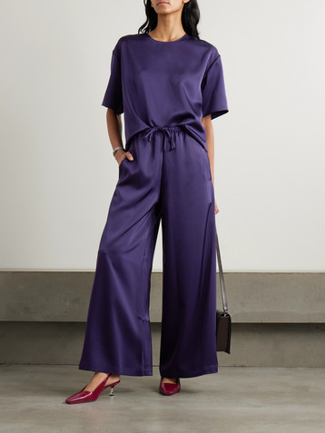 LESET Barb satin wide-leg pants