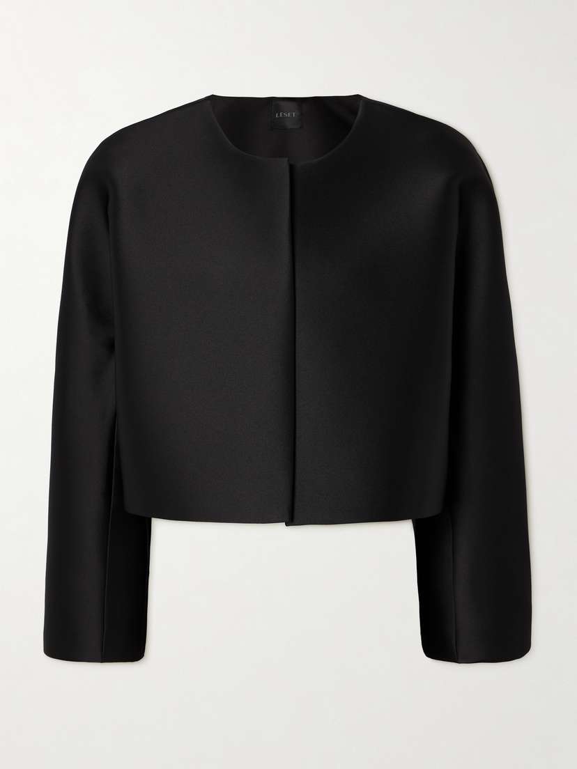 LESET Bobbi Cropped Satin Jacket