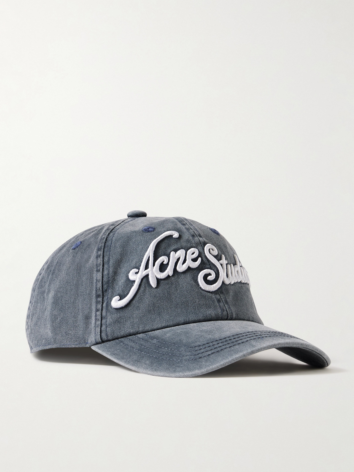 Acne Studios Tourist Logo Embroidered Cotton Twill Baseball Cap In Blue