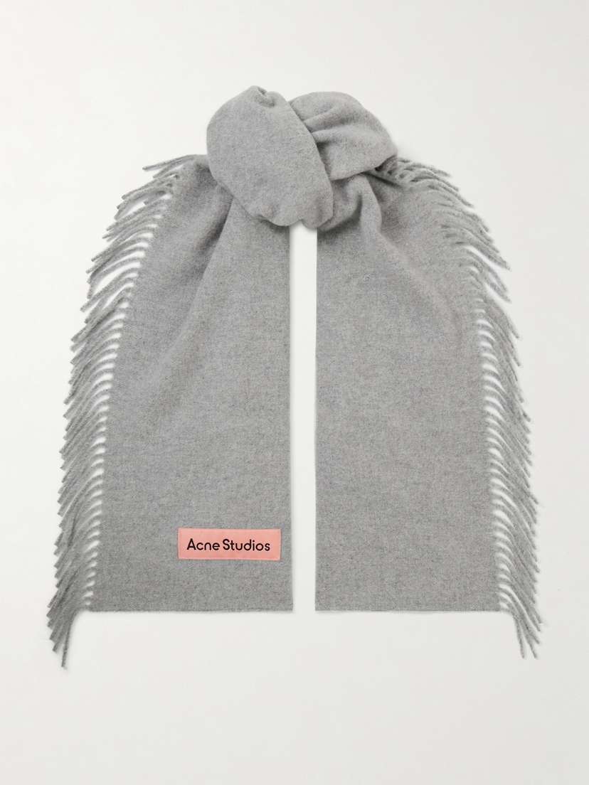 Acne Studios Appliquéd Fringed Wool Scarf