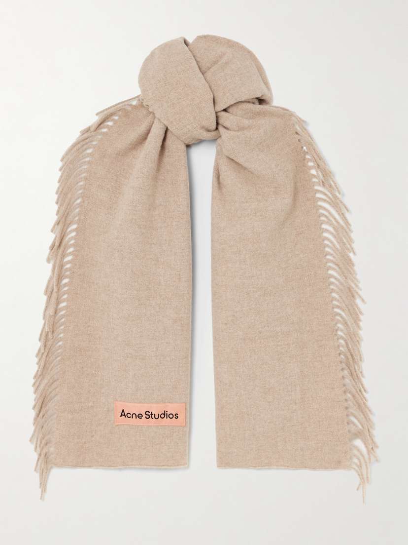 Acne Studios Appliquéd Fringed Wool Scarf