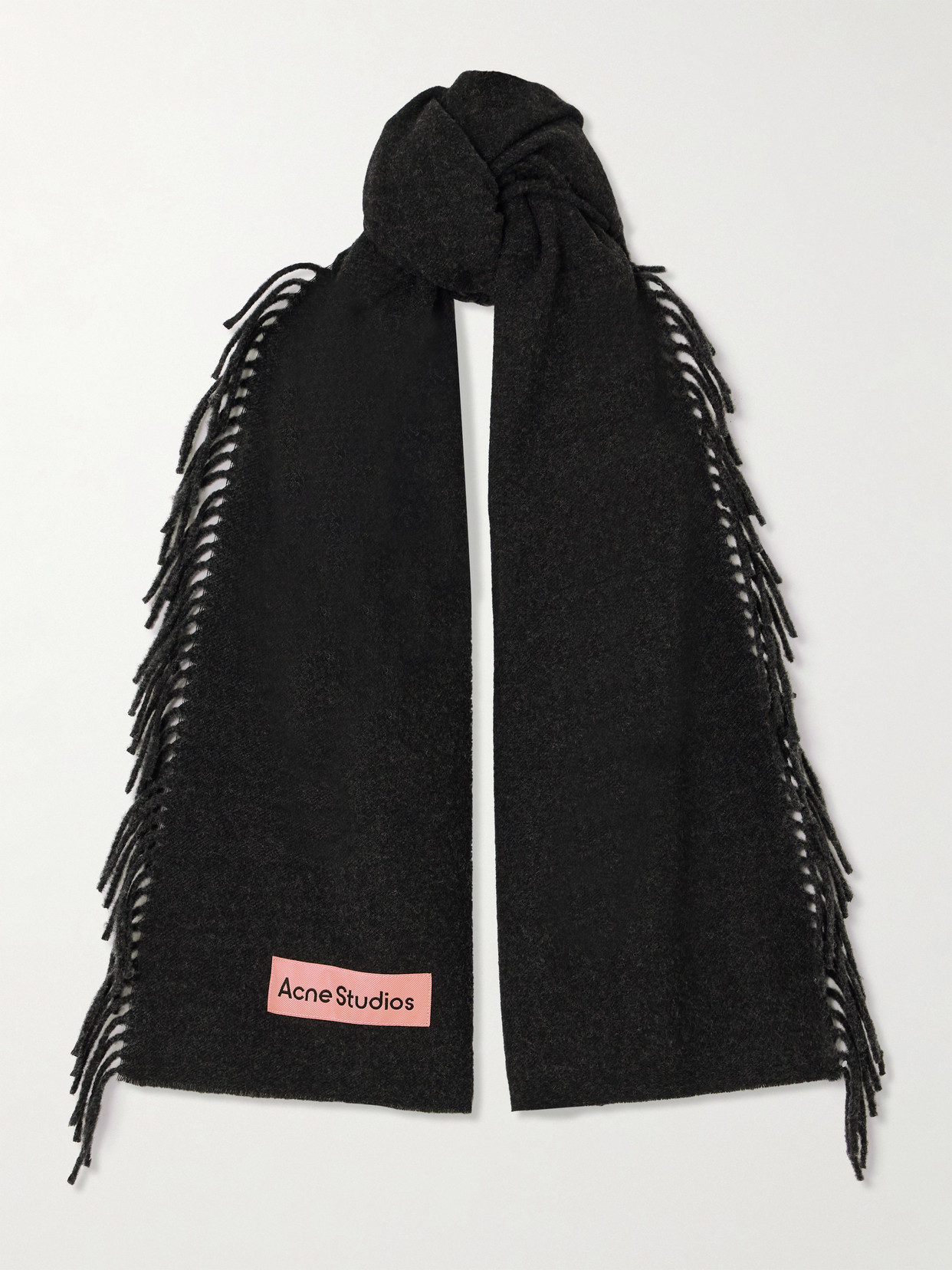 Acne Studios Fringed Wool Scarf In Black