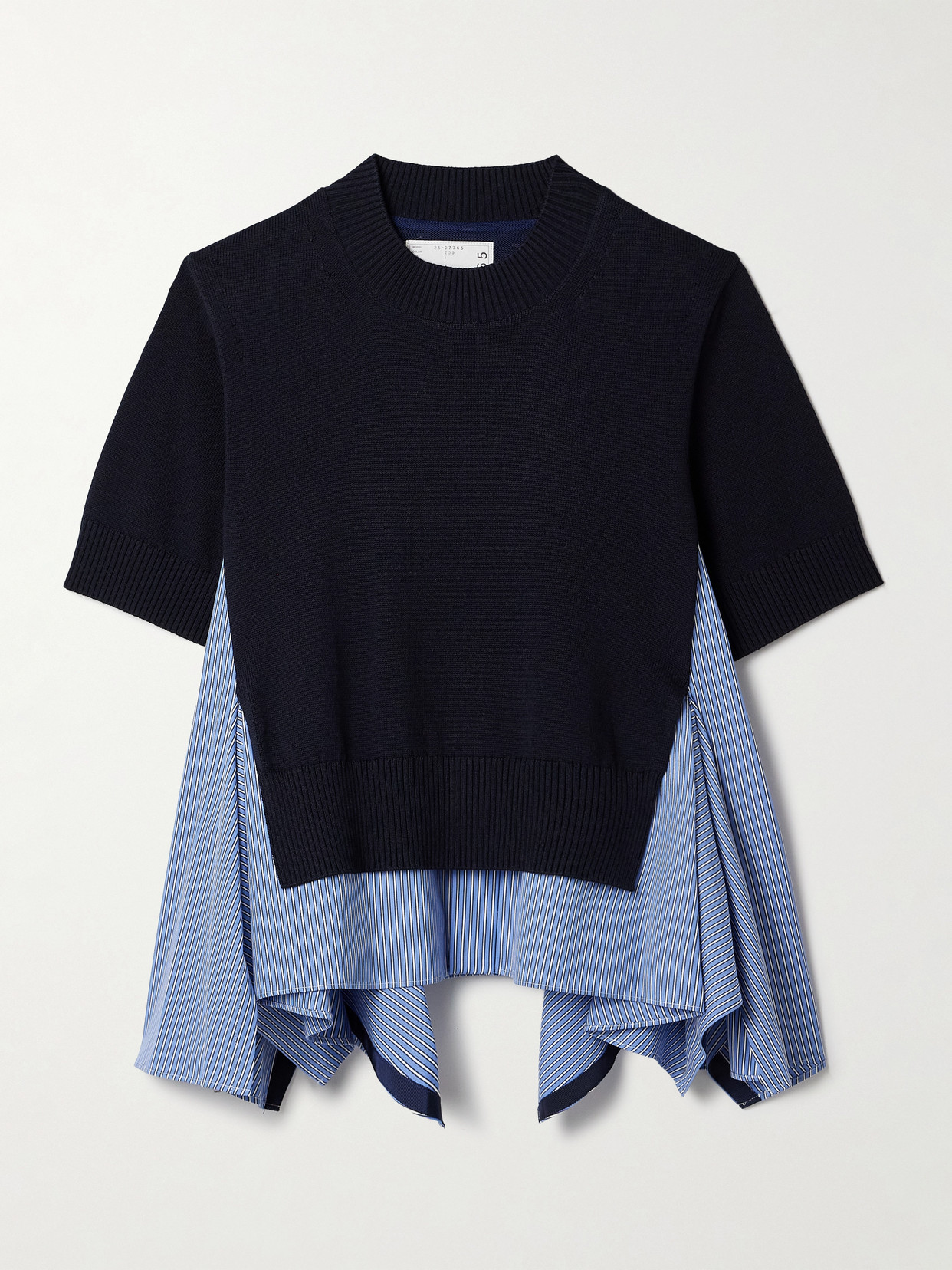 Sacai Paneled Cotton And Poplin Jumper In Blue