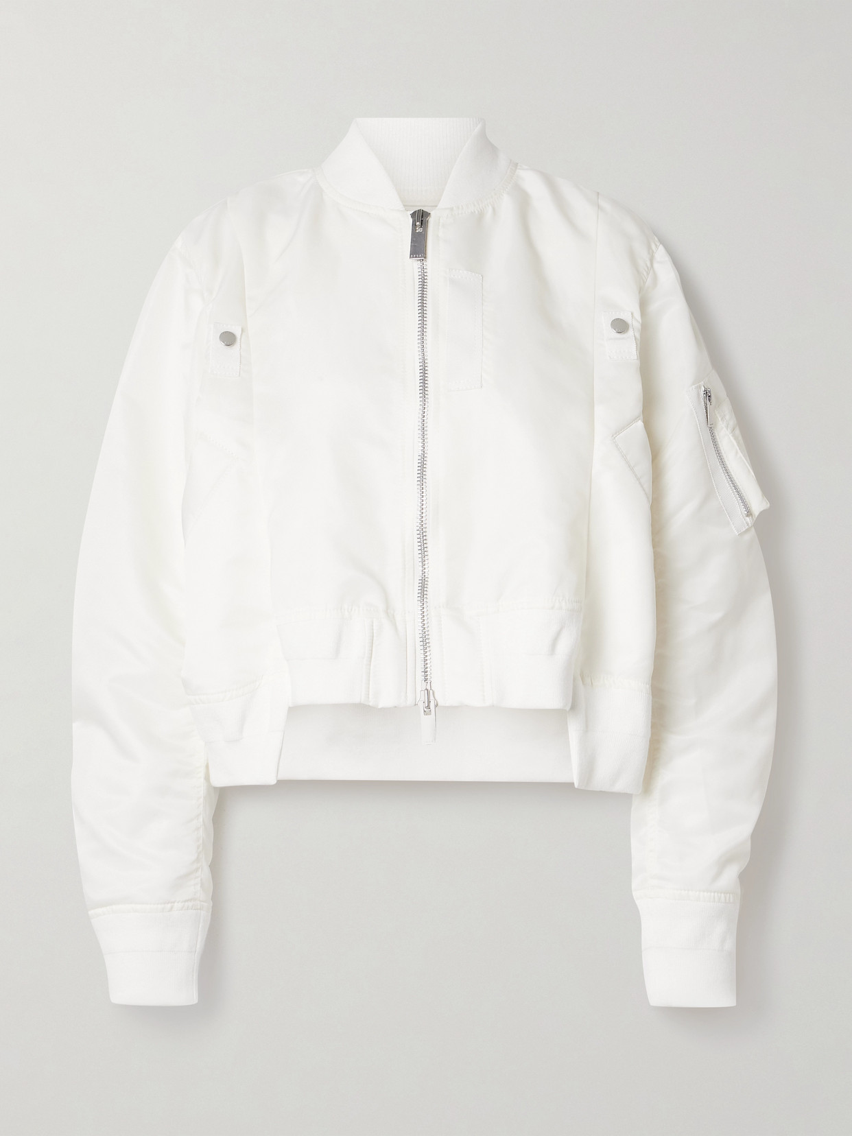 Sacai Grosgrain-trimmed Shell Bomber Jacket In White