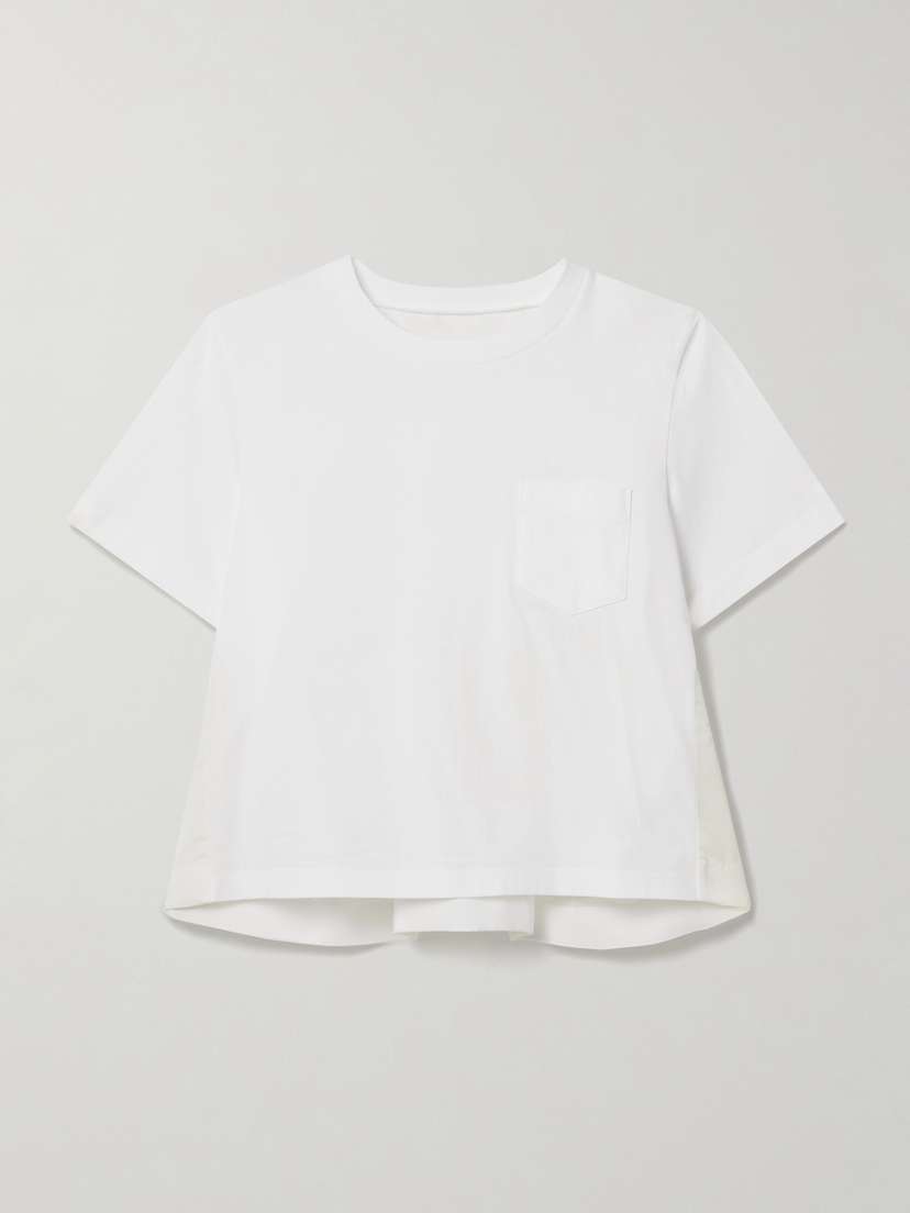 Sacai Paneled Shell And Cotton-jersey T-shirt