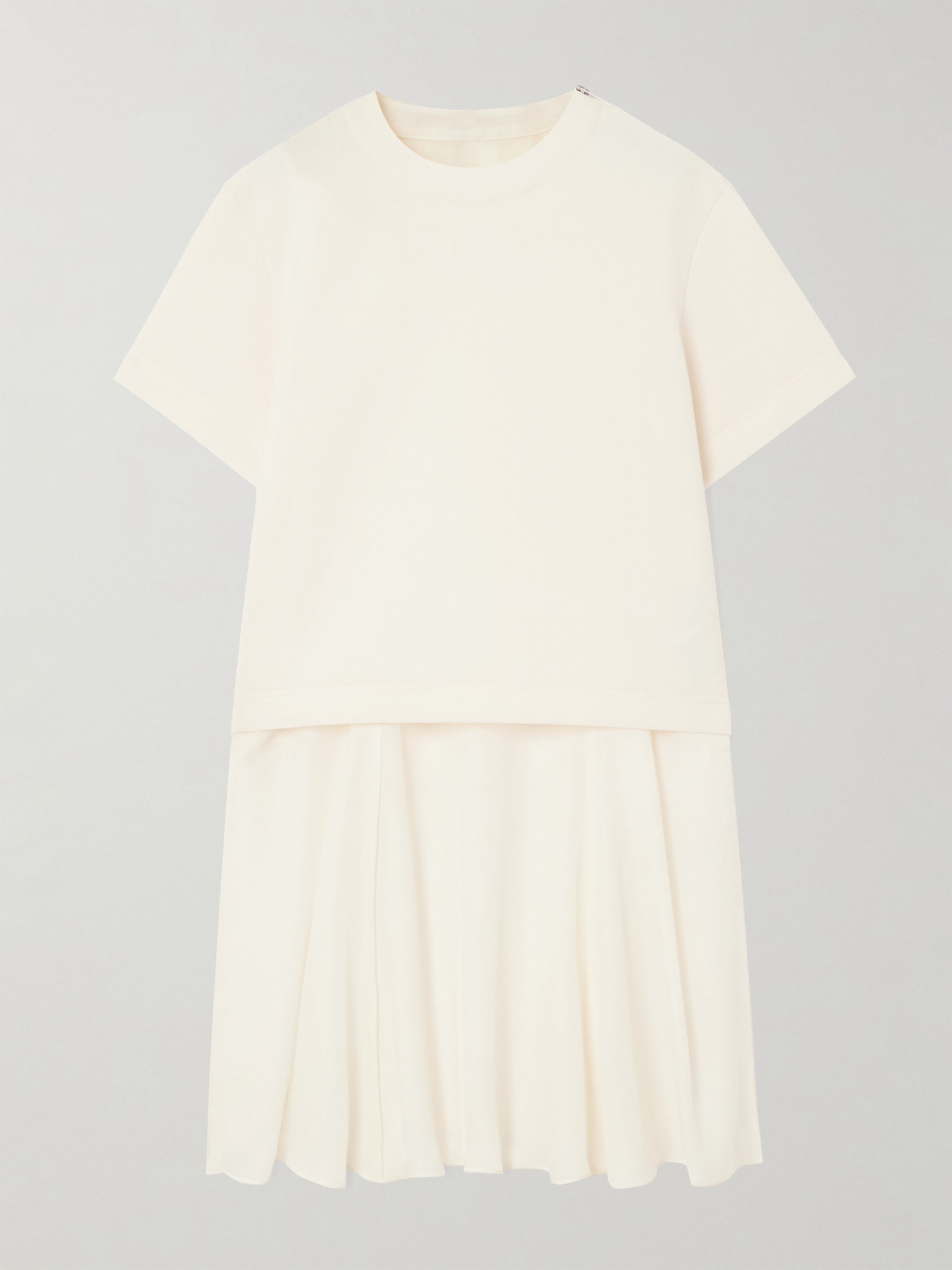 Sacai - Layered Canvas And Chiffon T-shirt - White