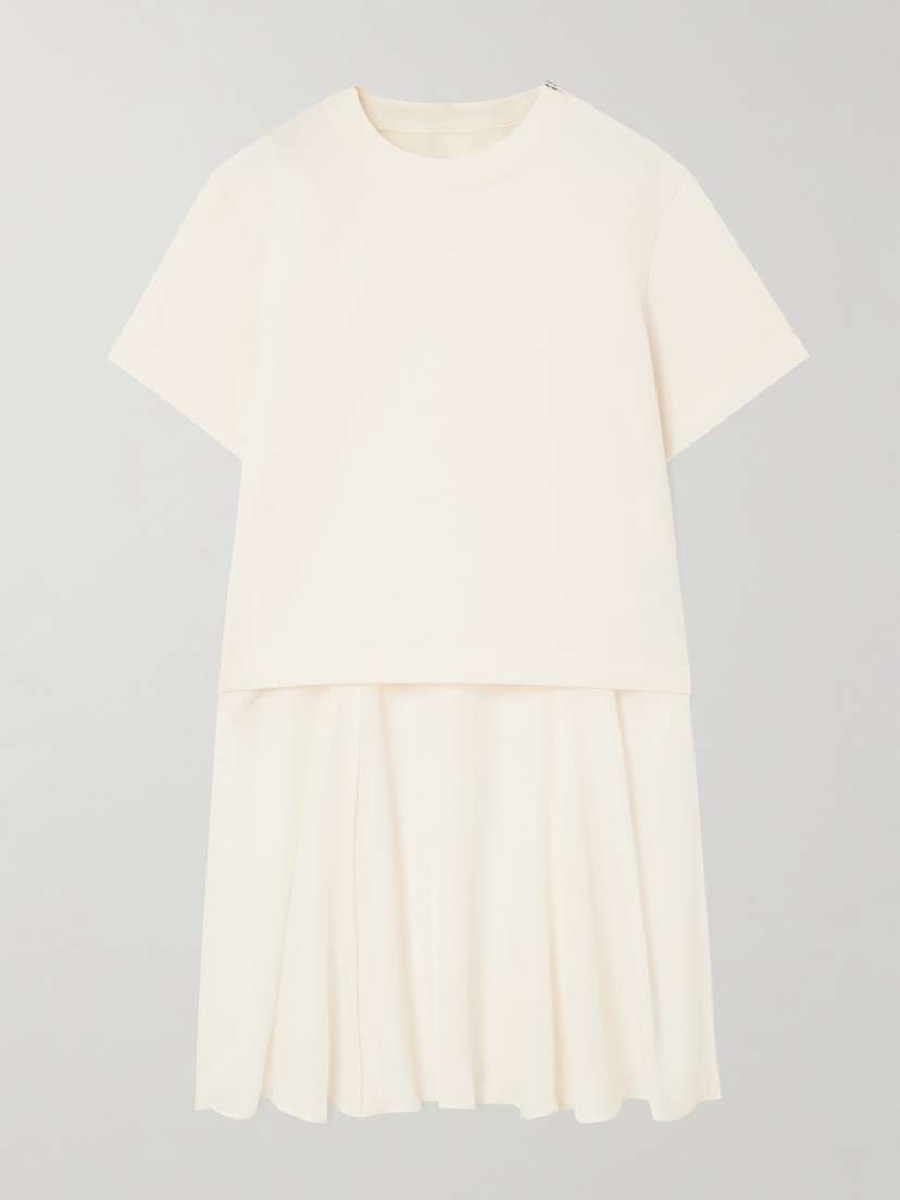 Sacai Layered Canvas And Chiffon T-shirt