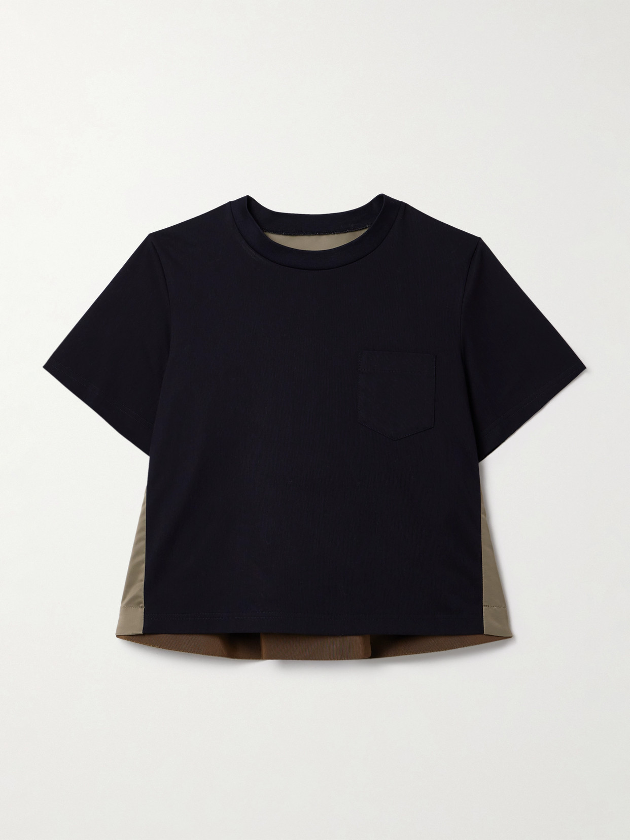 Sacai Paneled Shell And Cotton-jersey T-shirt In Blue