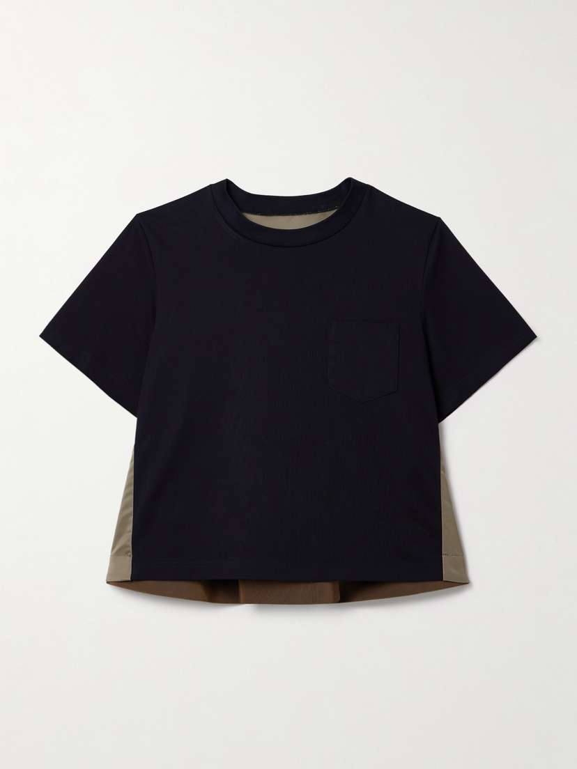 Sacai Paneled Shell And Cotton-jersey T-shirt