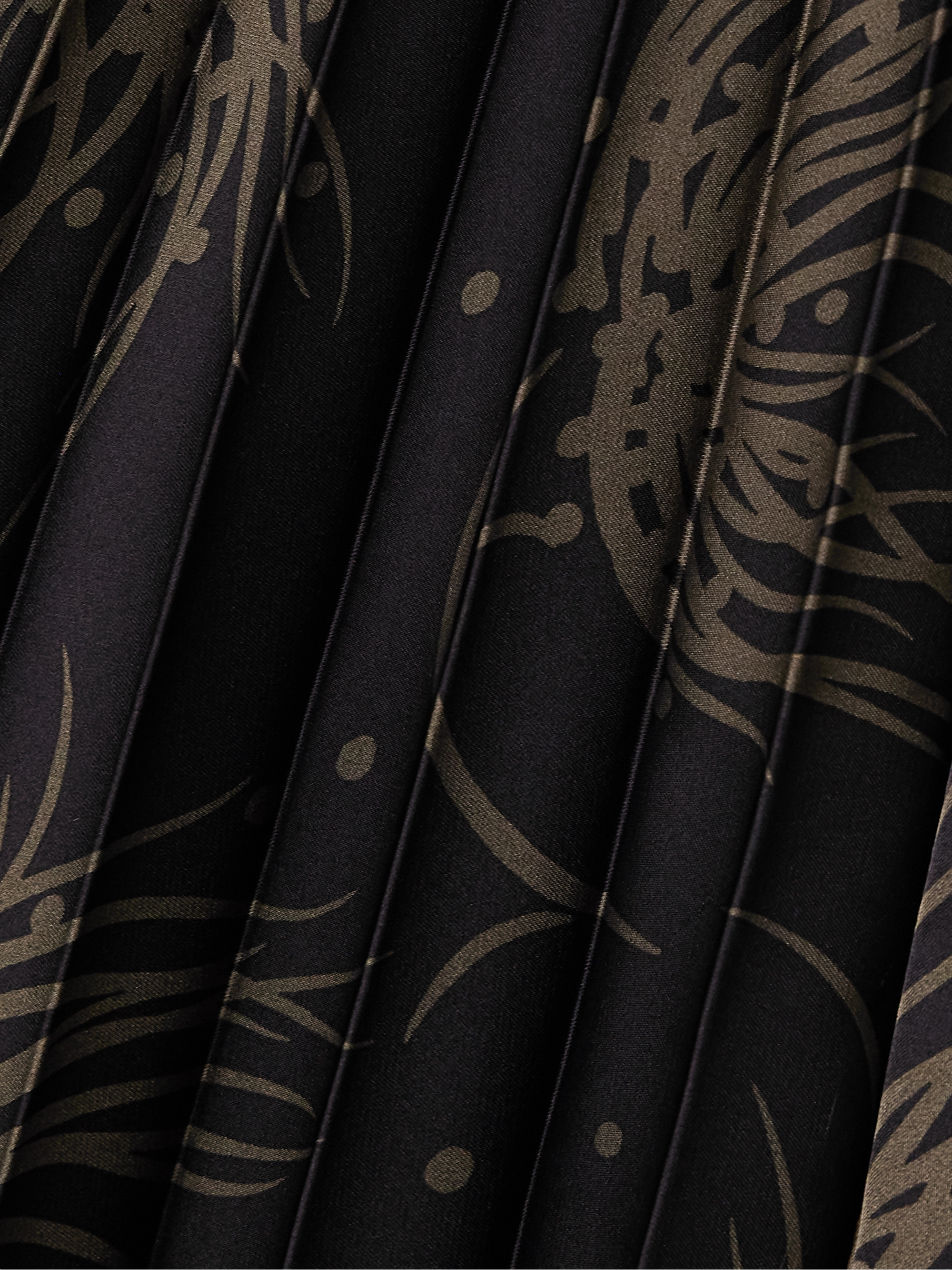 Sacai Wrap-effect pleated printed satin midi skirt