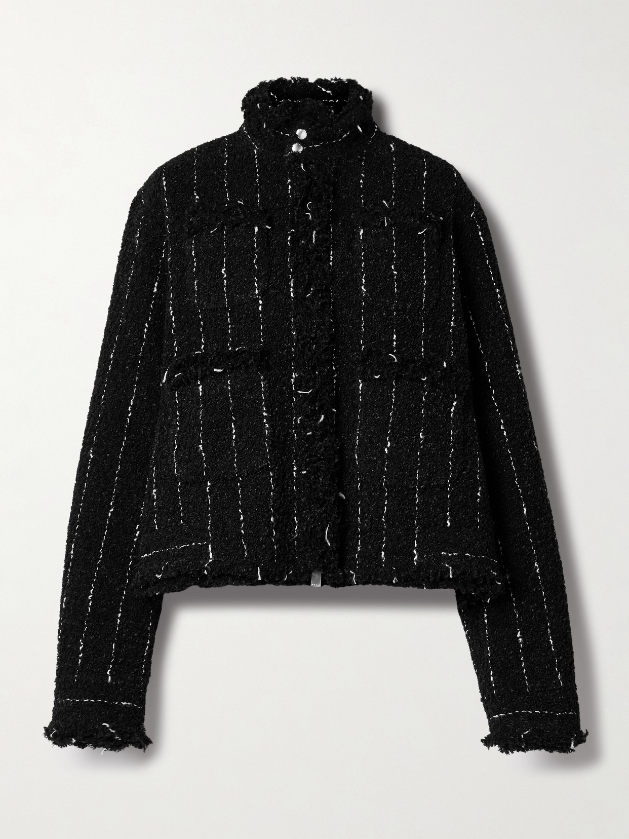 Sacai Pinstriped Bouclé Jacket In Black