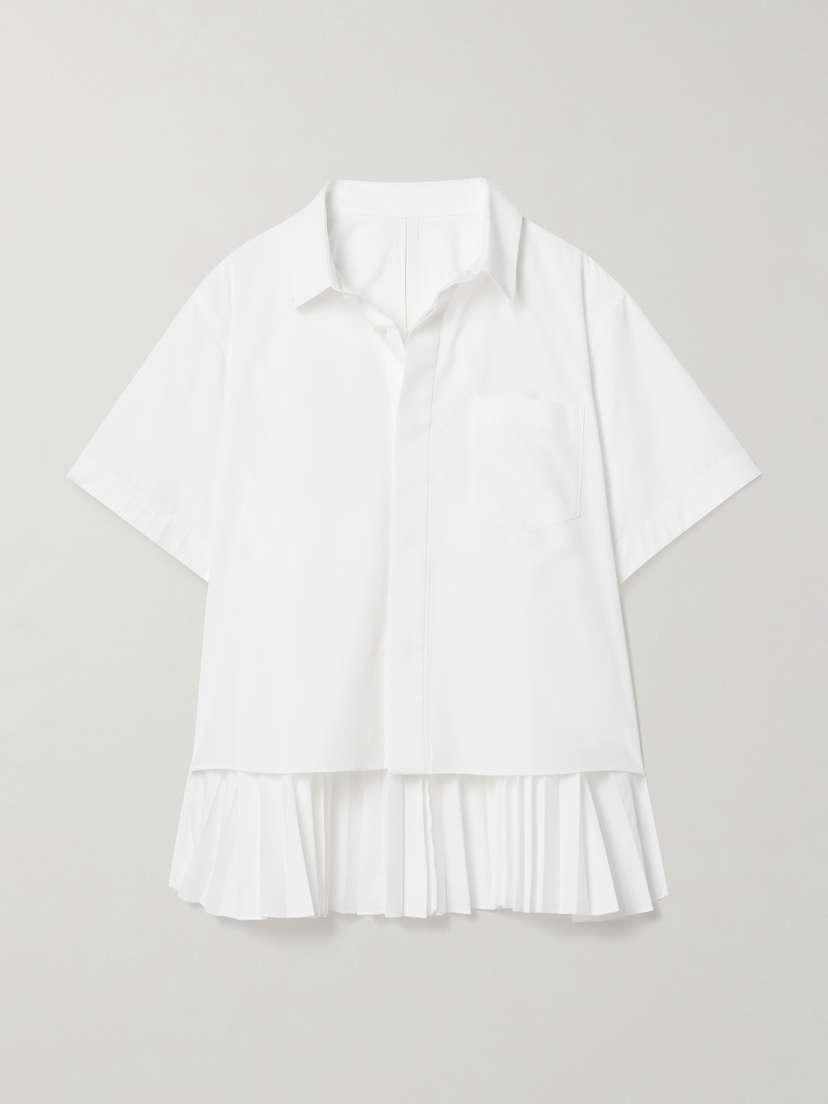 Sacai Layered Pleated Poplin Shirt