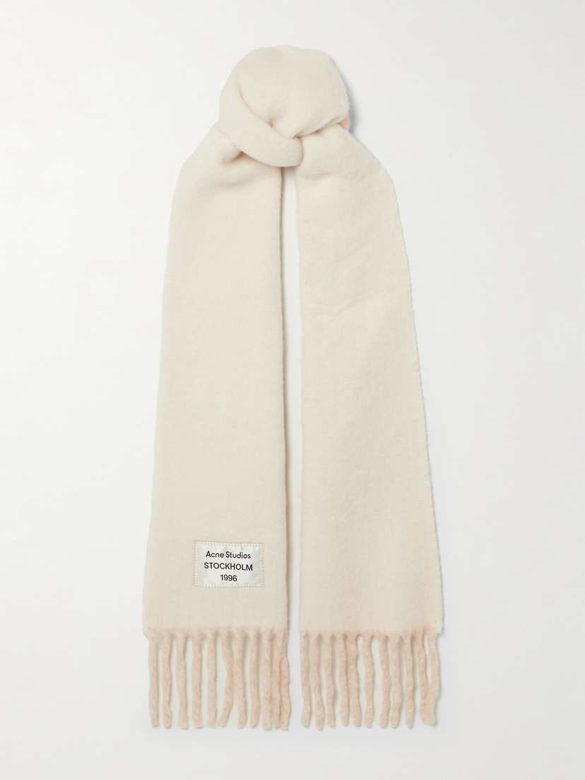 Acne Studios Two-tone Fringed Appliquéd Alpaca-blend Scarf