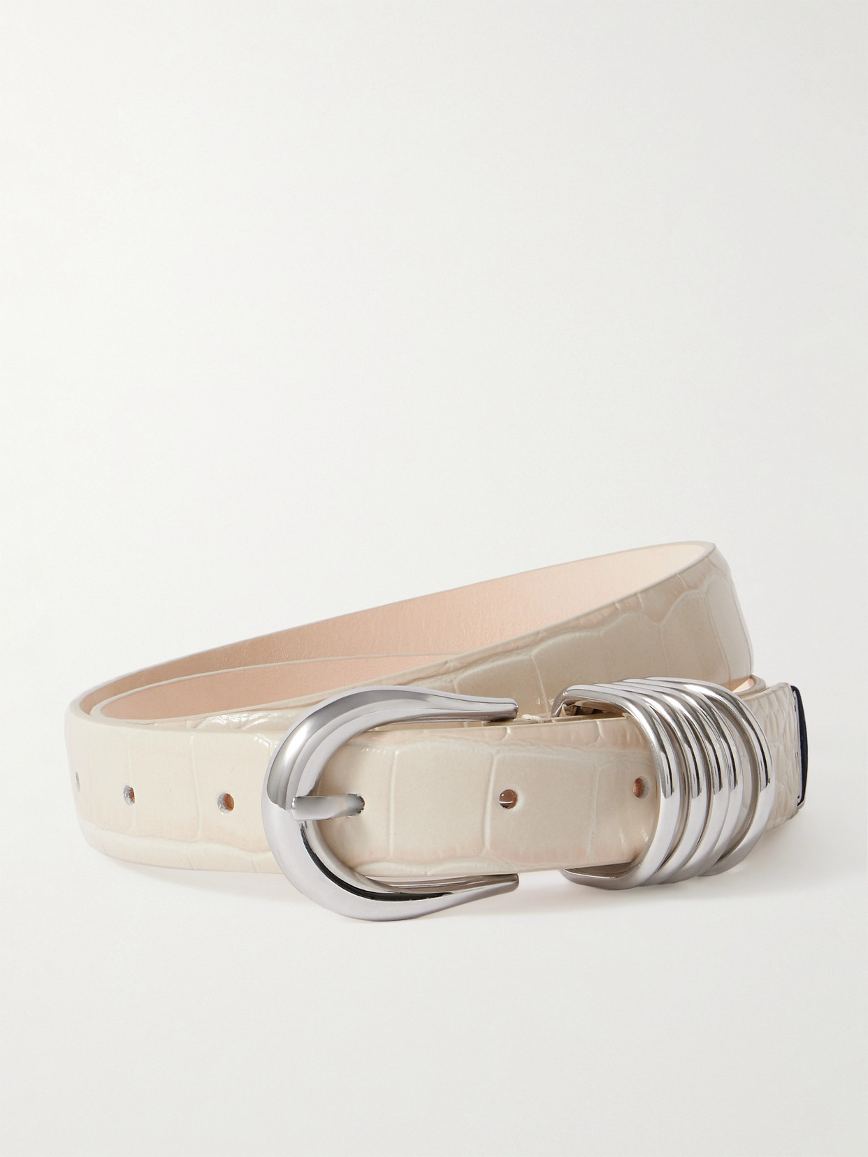 Dehanche Hollyhock Croc-effect Leather Belt In Ivory