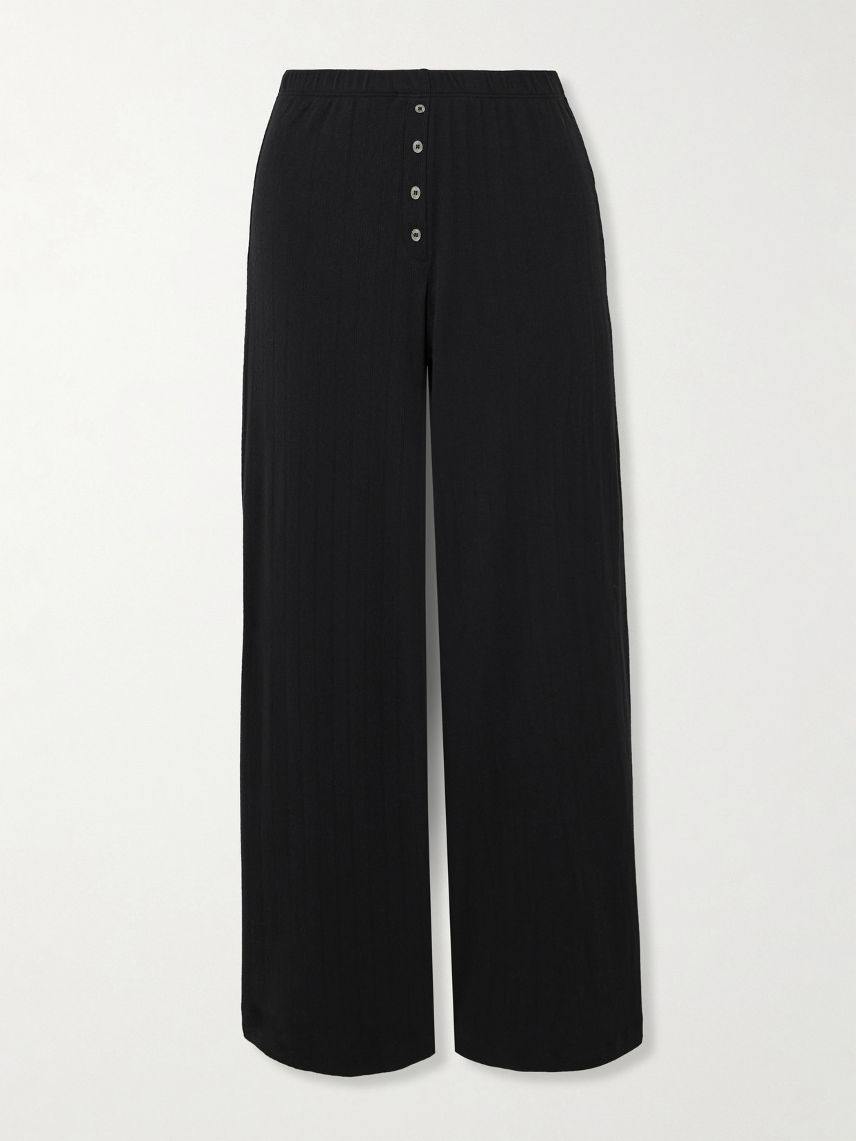 Leset Boxer Pointelle-knit Cotton Wide-leg Pants