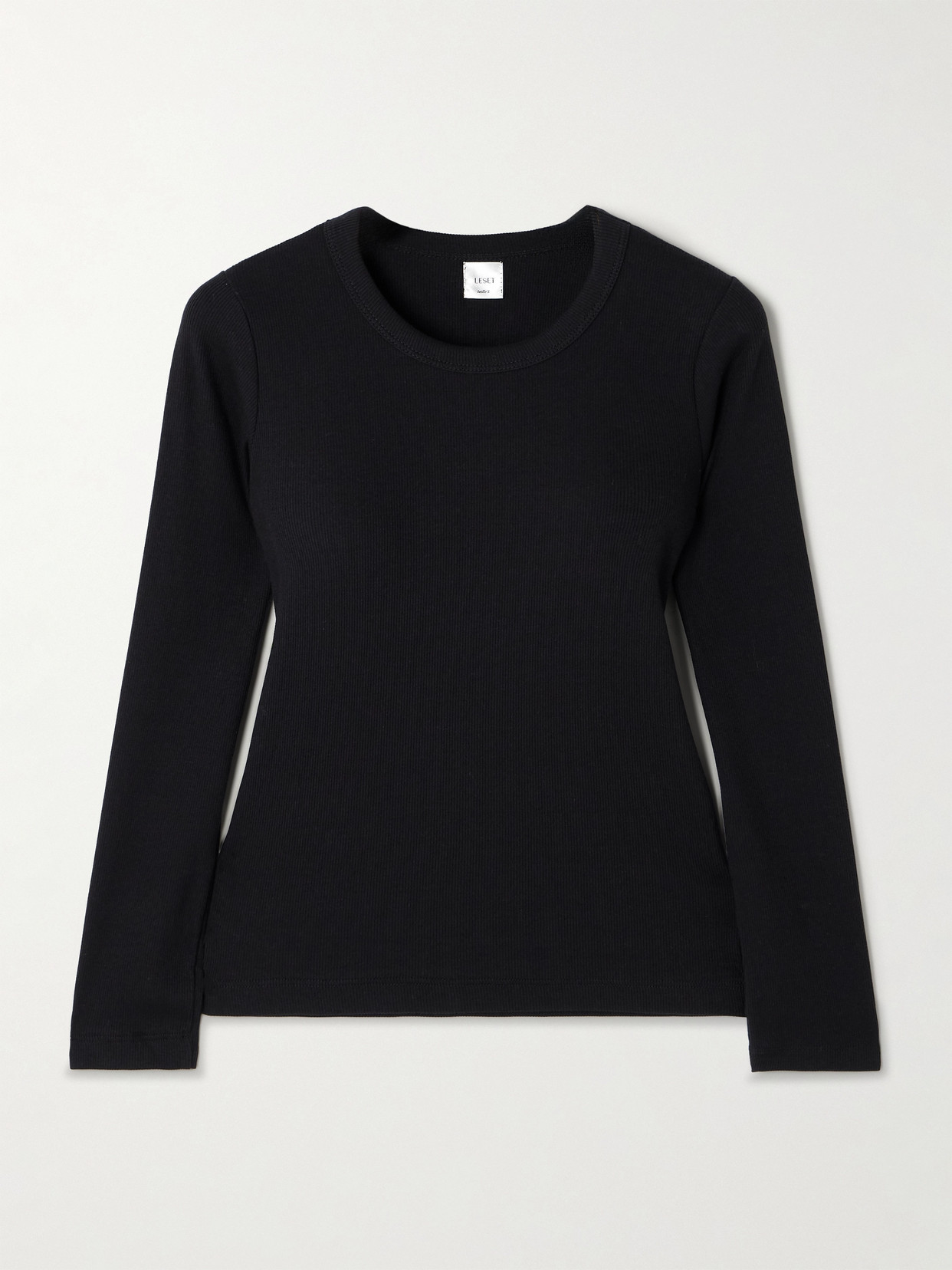 Leset Kelly Ribbed Stretch-cotton Jersey Top In Black