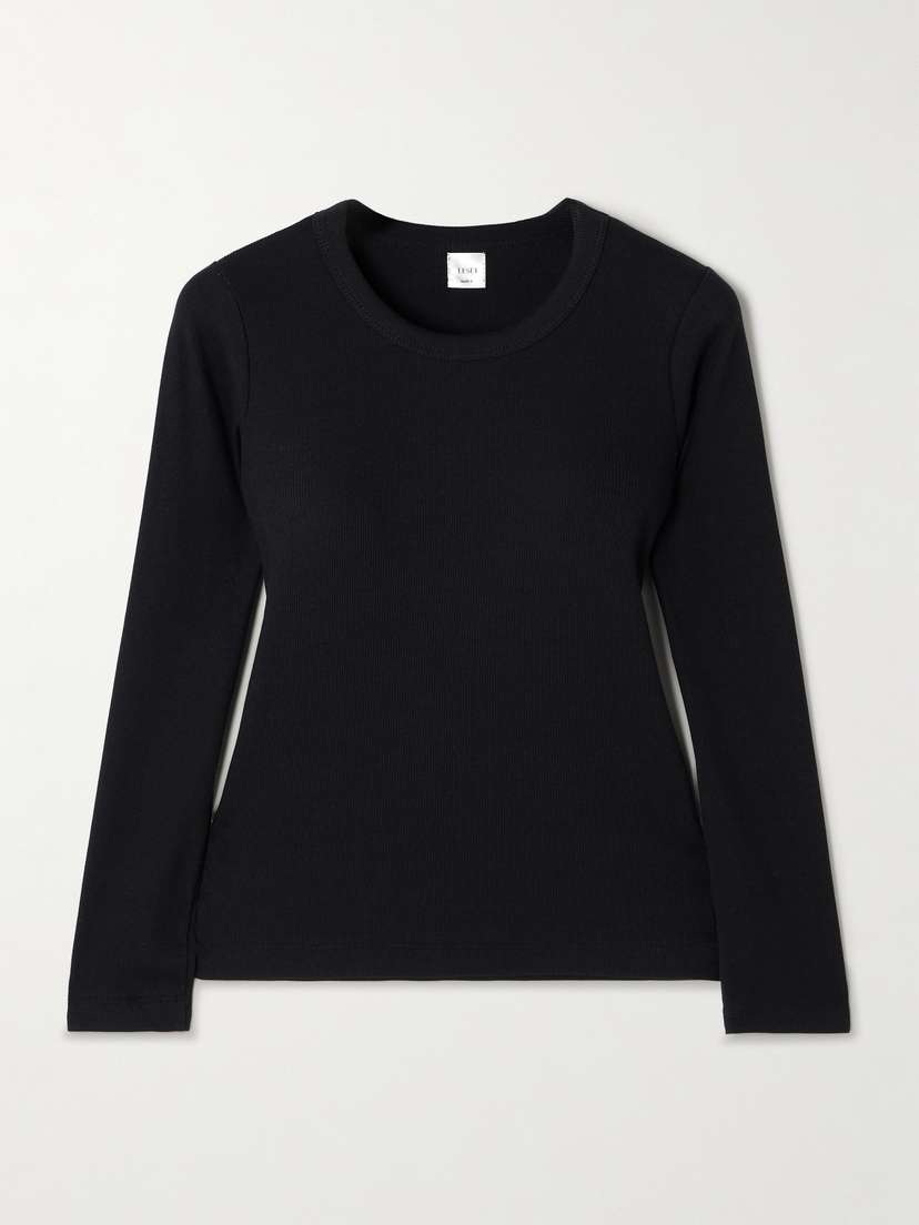 LESET Kelly Ribbed Stretch-cotton Jersey Top