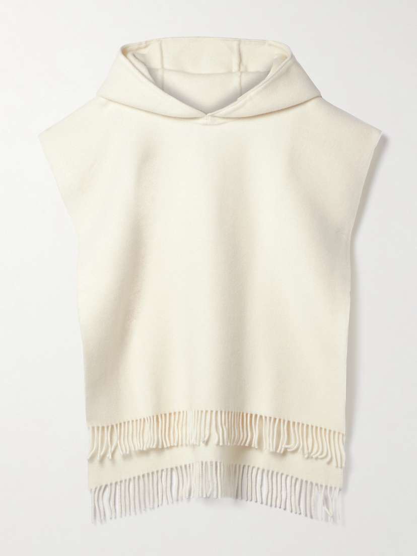 Brunello Cucinelli Hooded Fringed Wool And Cashmere-blend Felt Poncho
