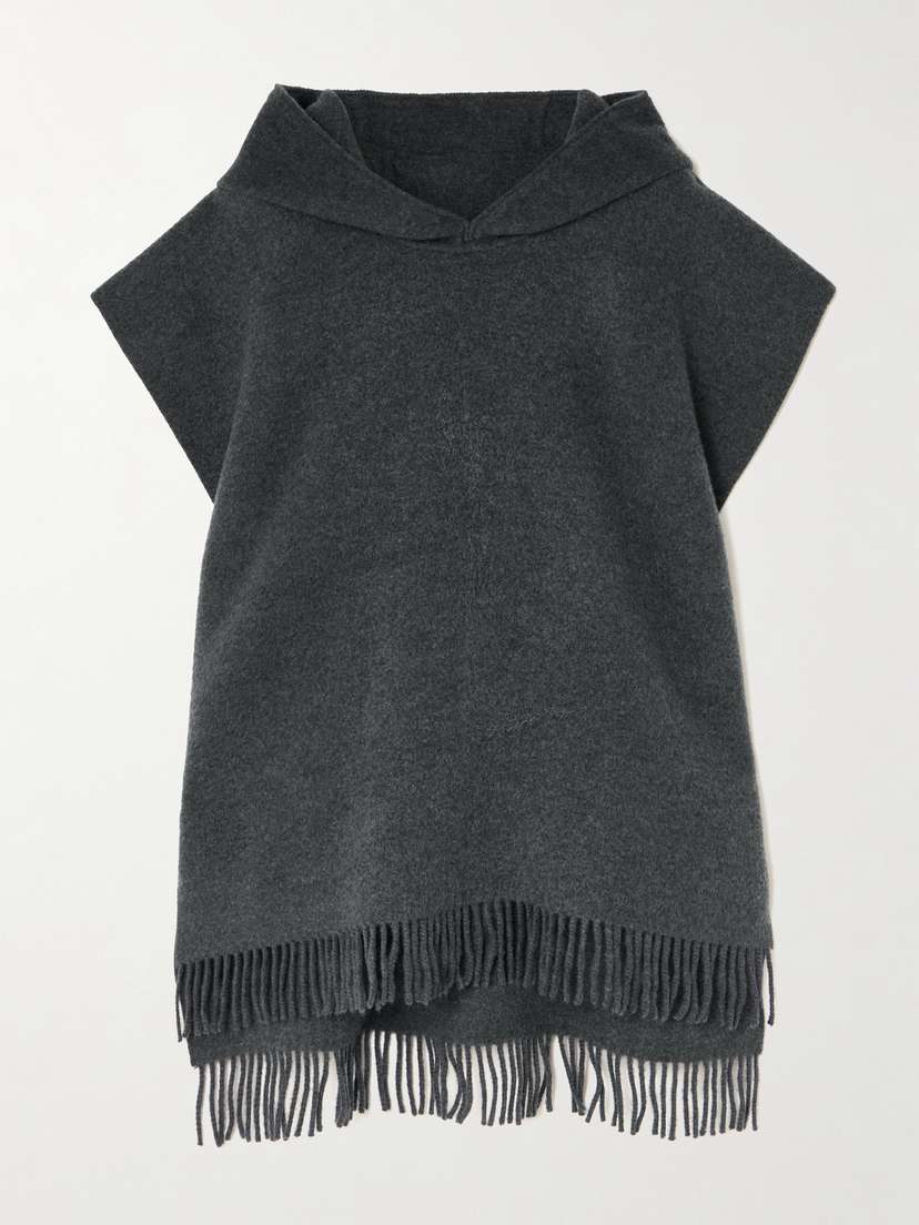 Brunello Cucinelli Hooded Fringed Wool And Cashmere-blend Felt Poncho