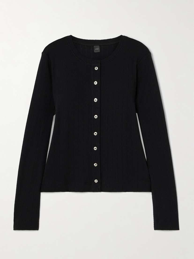 LESET Pointelle-knit Cotton Cardigan