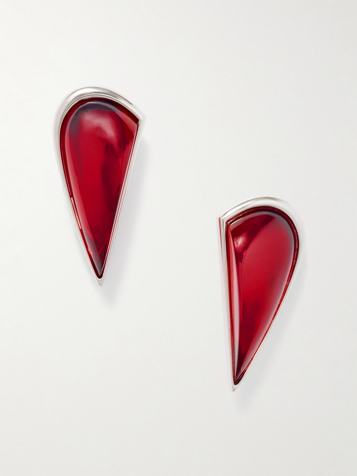 Alaïa - Le Demi-coeur Silver-tone Resin Earrings - Red