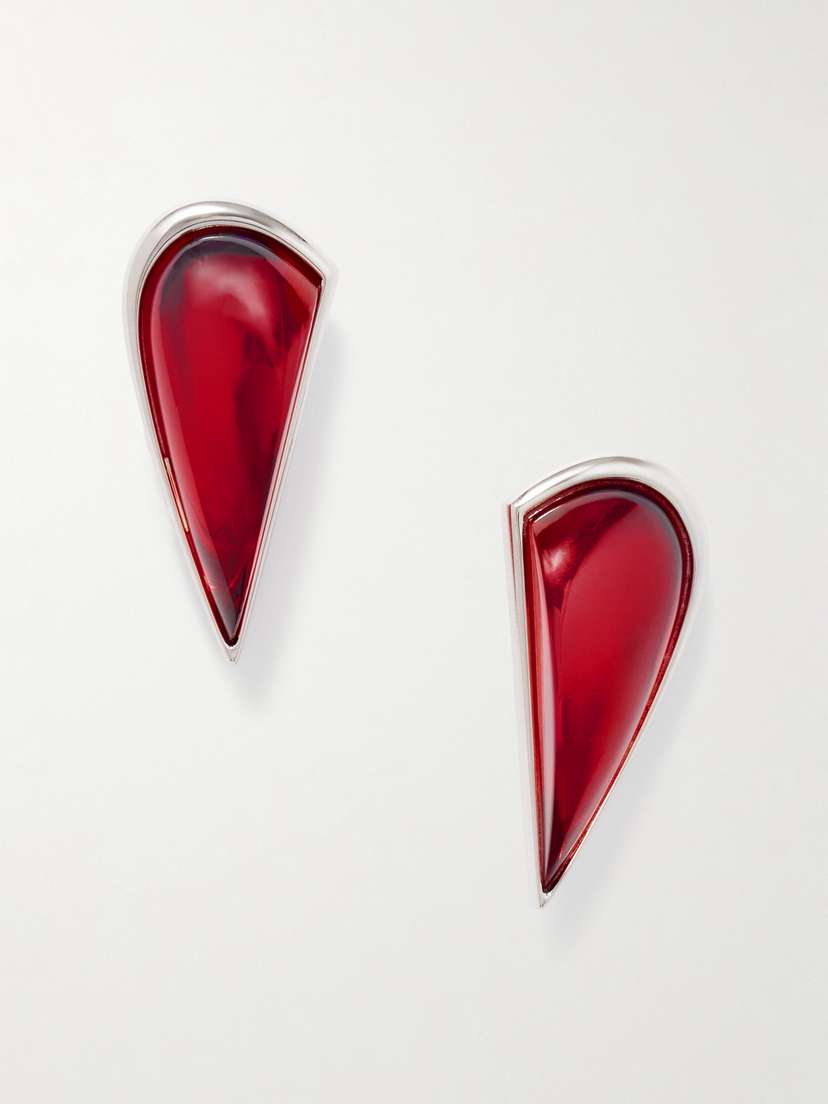 Alaïa Le Demi-coeur Silver-tone Resin Earrings