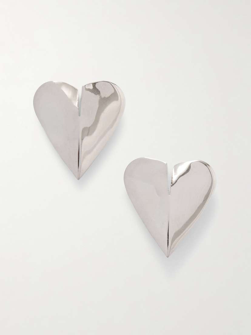 Alaïa Torn Heart Oversized Silver-tone Earrings