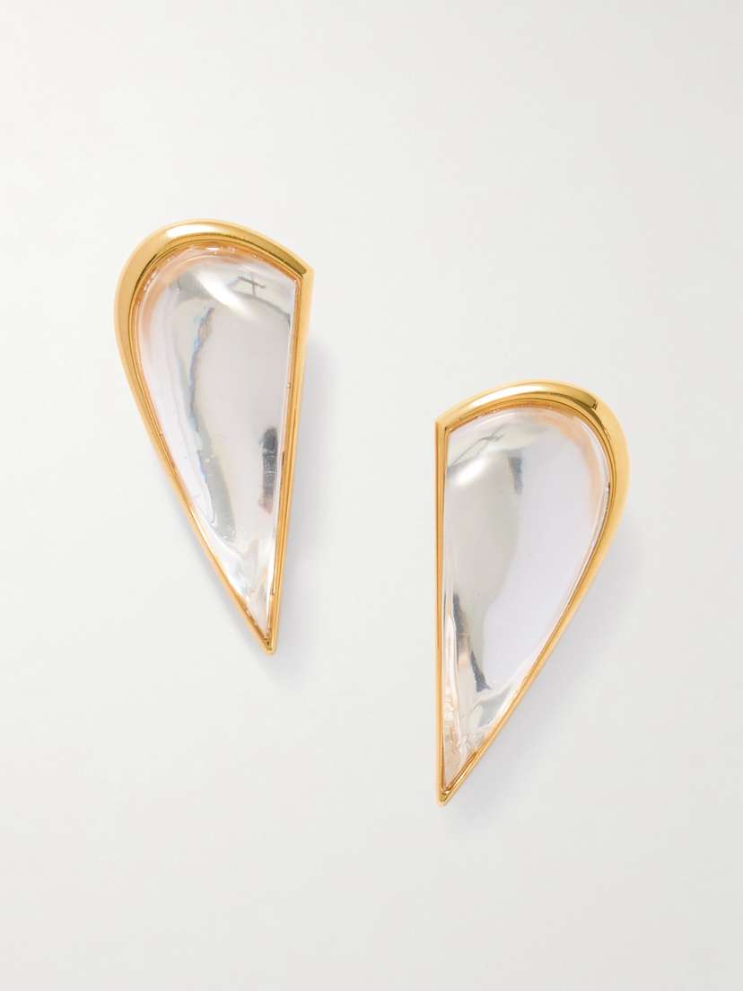 Alaïa Le Demi-coeur Gold-tone Resin Earrings