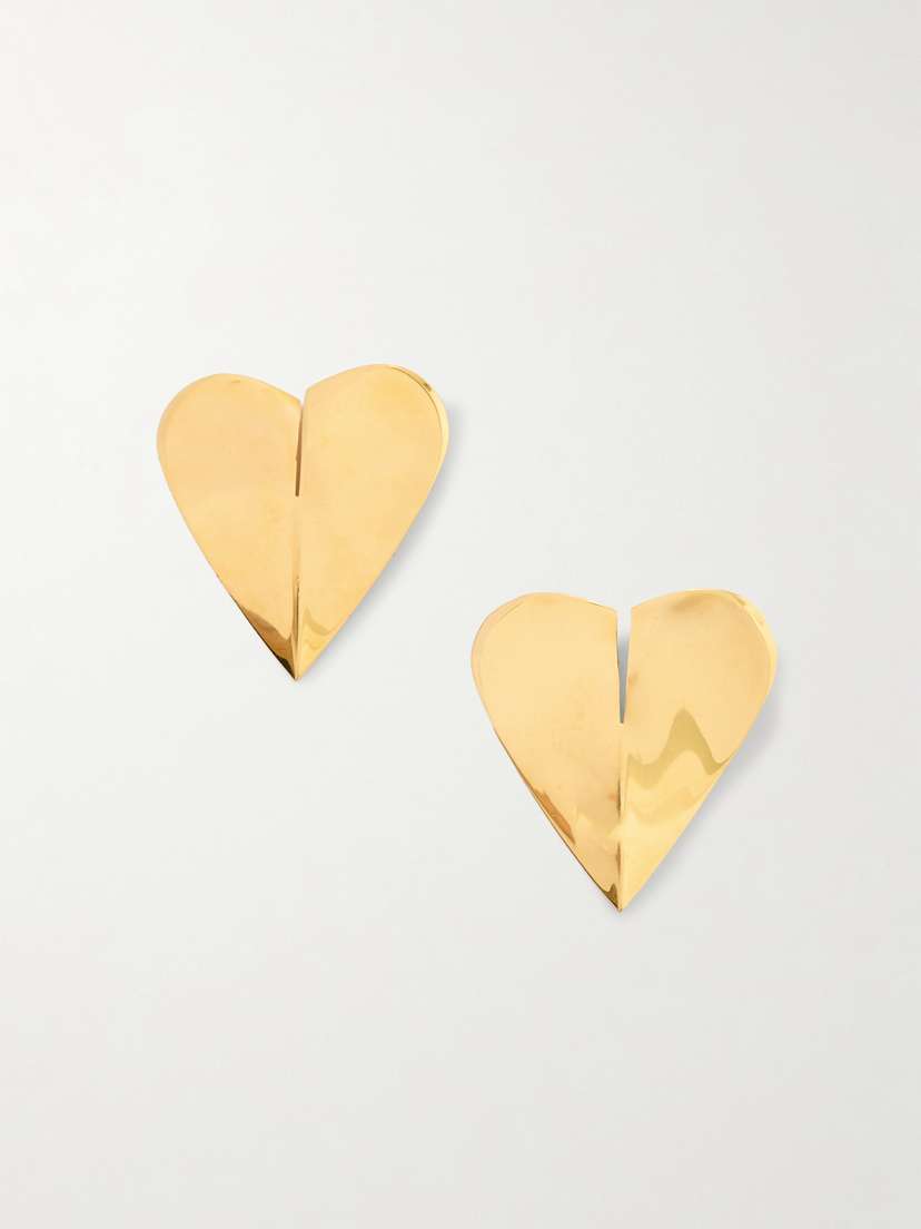 Alaïa Torn Heart Oversized Gold-tone Earrings