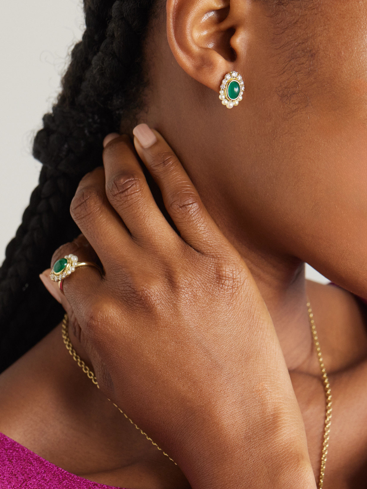 Amrapali London Navratna 18-karat Gold Multi-stone Earrings In Green