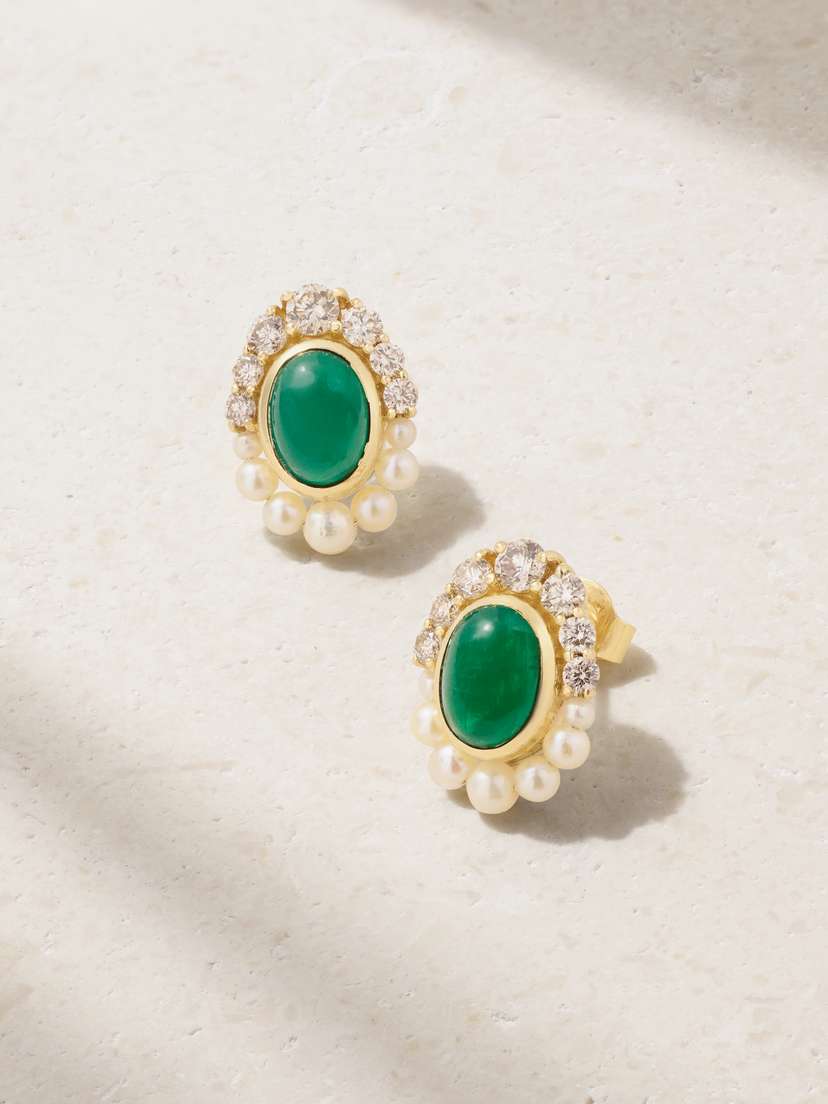 Amrapali London Navratna 18-karat Gold Multi-stone Earrings