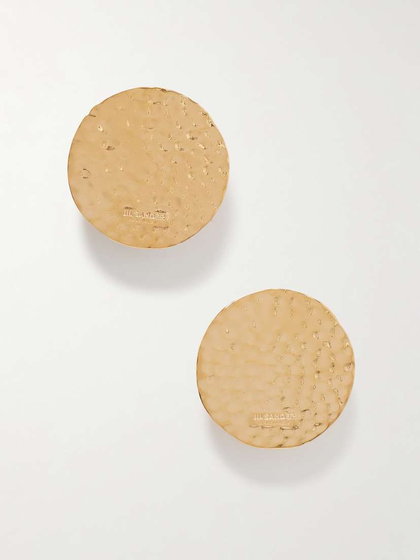 Jil Sander Hammered Gold-tone Earrings